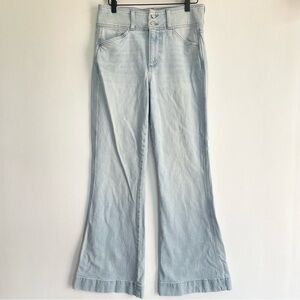 LE JEAN Bootcut Jeans High Waist Light Wash Button Fly Blue Denim Size 27